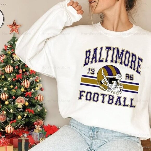 Baltimore Ravens Crewneck Sweatshirt Team Cozy Game Day Fan Outfit Apparel 51 - Picture 1 of 5